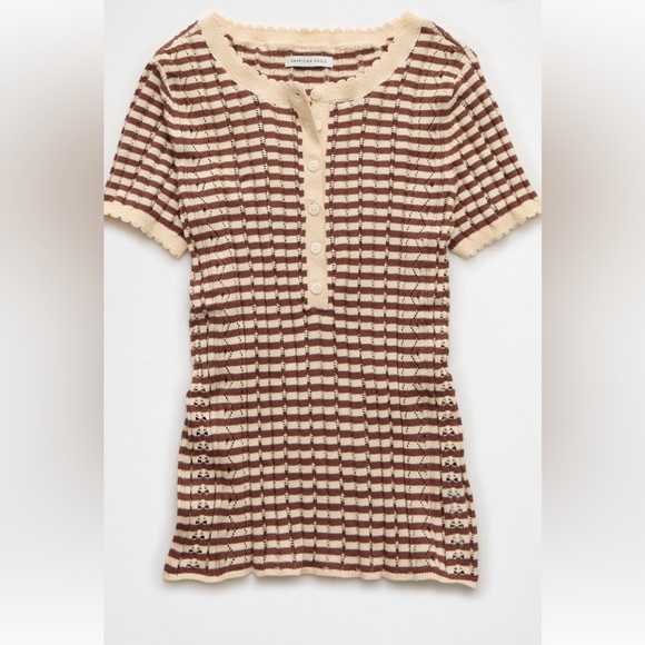 AE Henley Pointelle Sweater T-Shirt - Picture 4 of 8